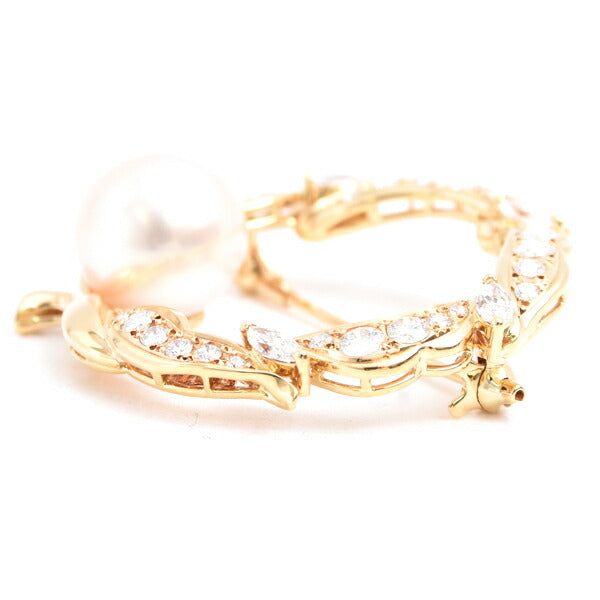 ミキモト 18K イエローゴールド パール ダイヤモンド ブローチ