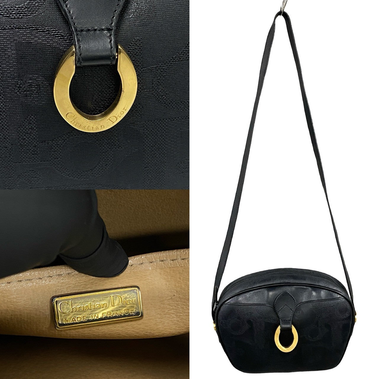 クリスチャン ディオール トロッター レザー ショルダー バッグ