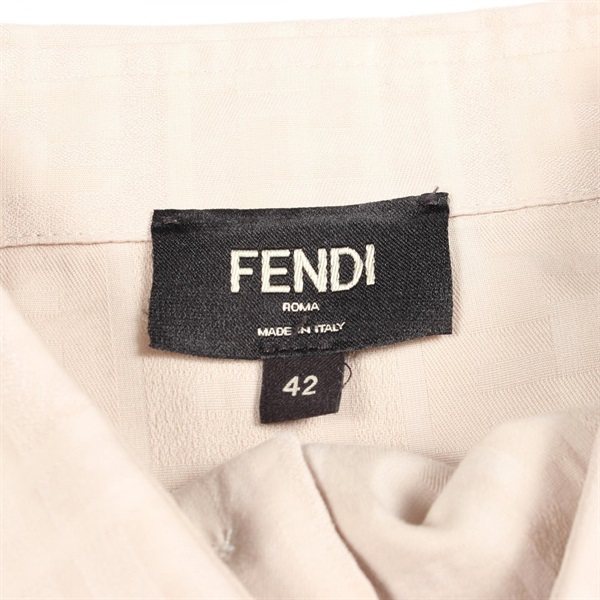 Fendi FENDI Men’s Beige Cotton Zucca FF Monogram Long-Sleeve Top (Pre-Owned) Textile Tops