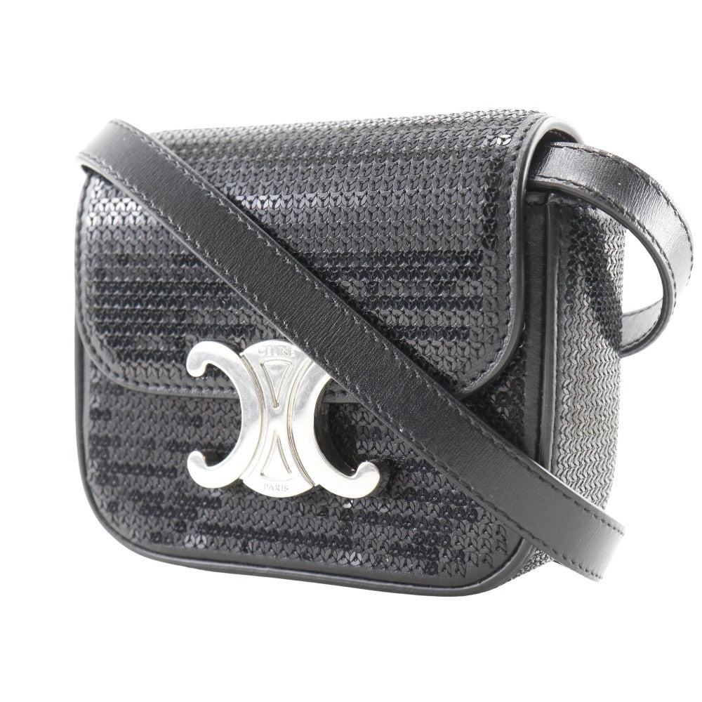 セリーヌ ミニトリオンフ レザー スパンコール 2WAYバッグ