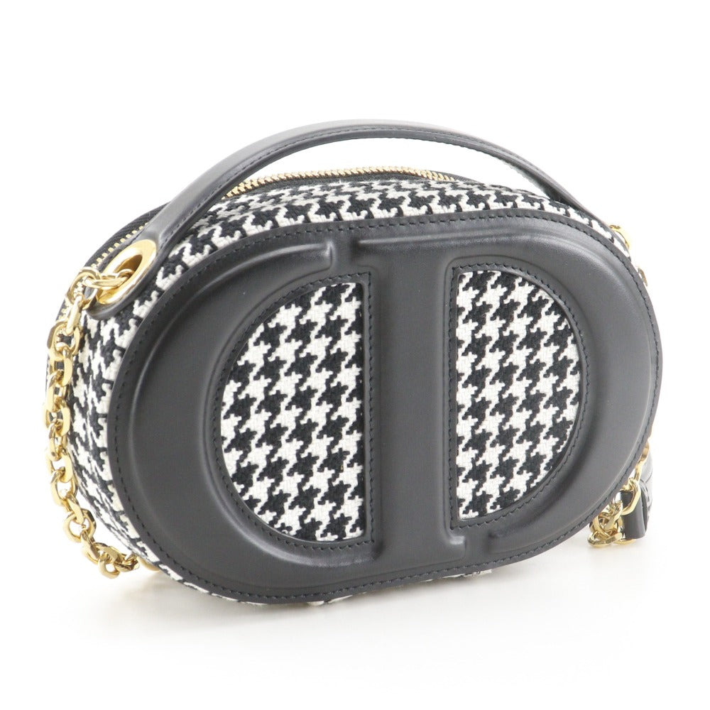 クリスチャンディオール CDシグネチャー 千鳥格子 キャンバス 2wayショルダーバッグ