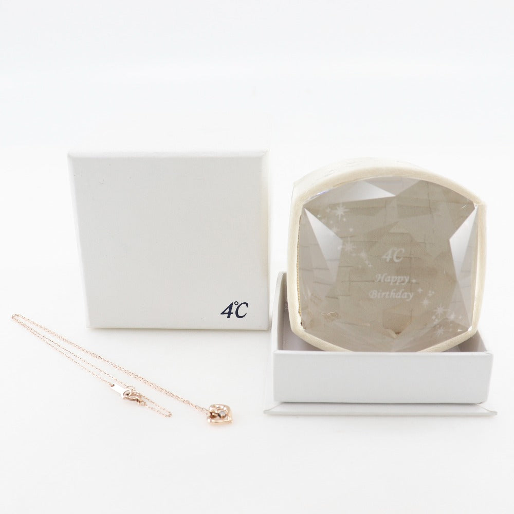 4℃ K10 ピンク ゴールド ダイヤモンド ネックレス