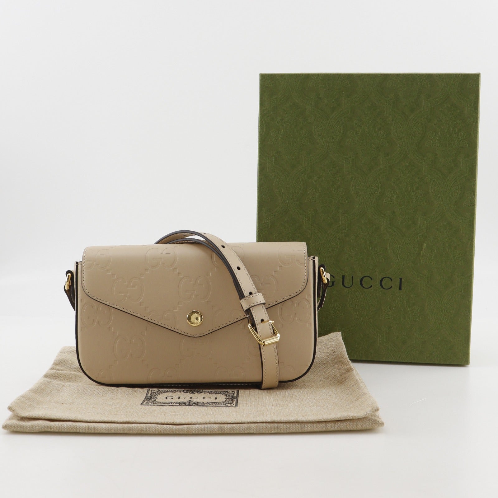 グッチ GGスーパーミニ シマレザー ショルダーバッグ