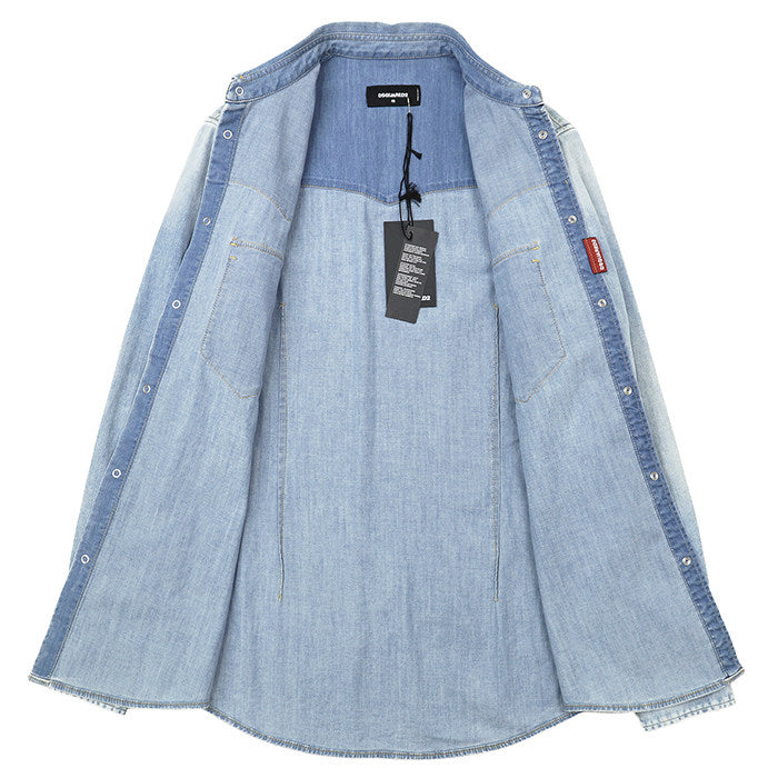 ディースクエアード コットンデニム長袖シャツ