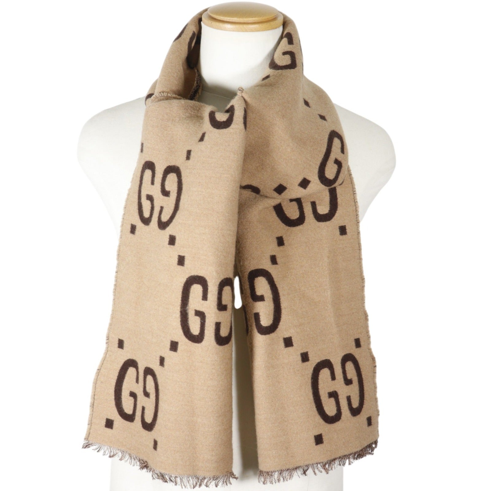 グッチ GGジャカード ウールシルクマフラー