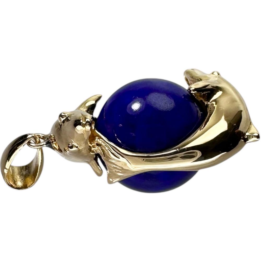 Au750 ドルフィン デザイン ラピスラズリ ペンダント