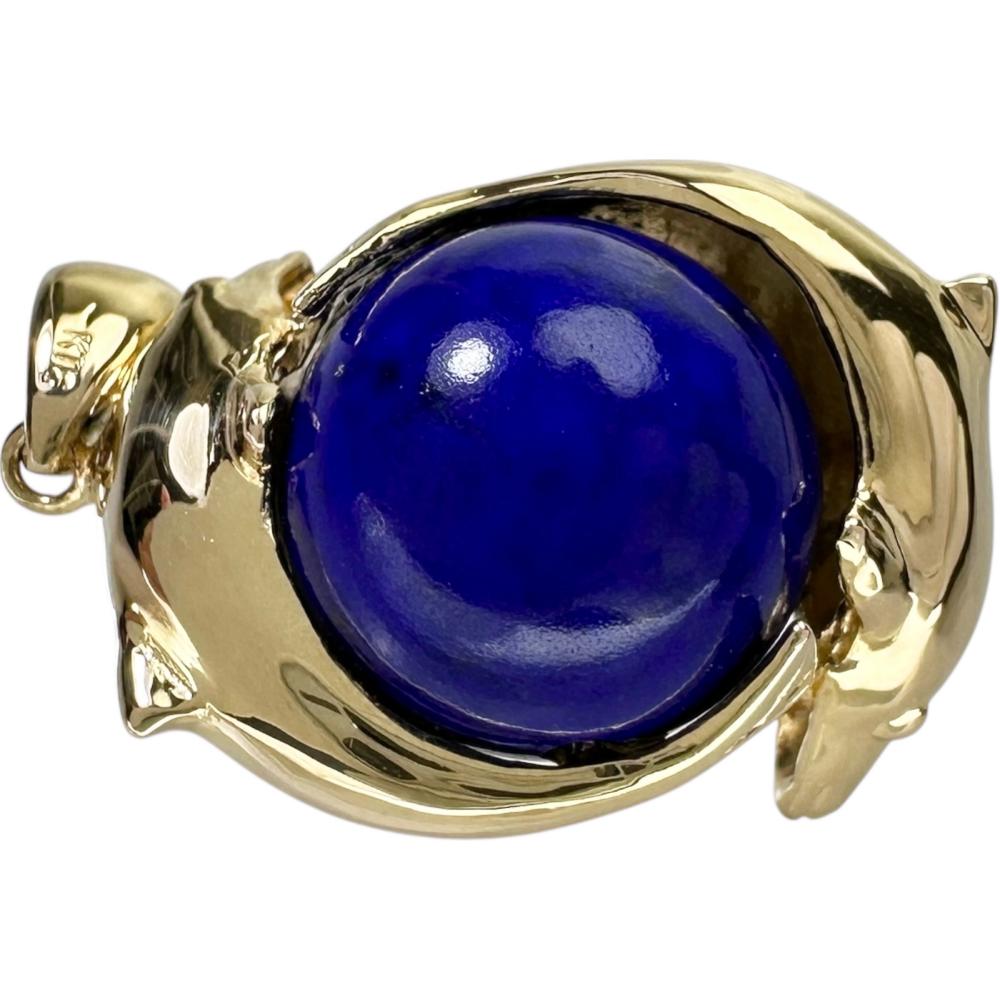 Au750 ドルフィン デザイン ラピスラズリ ペンダント