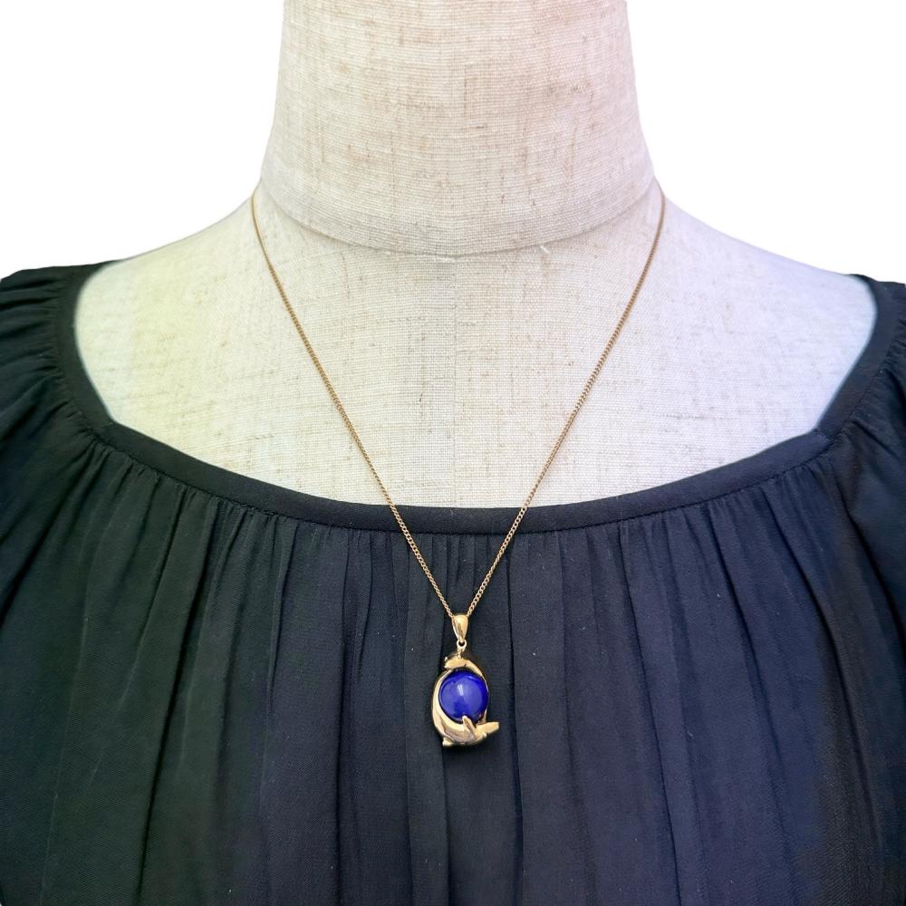 Au750 ドルフィン デザイン ラピスラズリ ペンダント