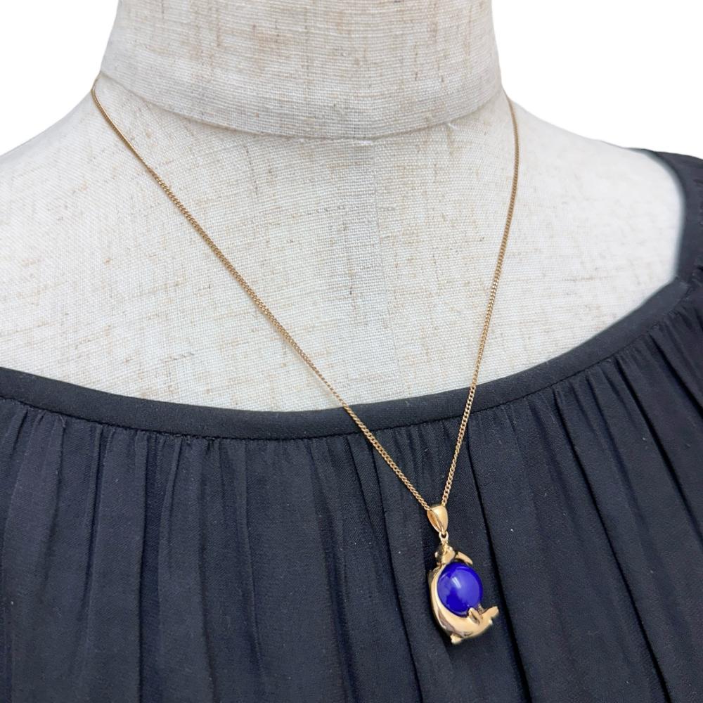 Au750 ドルフィン デザイン ラピスラズリ ペンダント