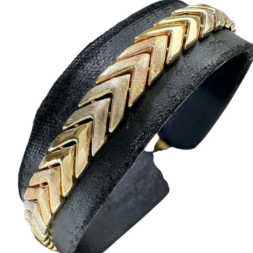 イタリアン デザイン Au750 三色 ヘリンボーン チェーン ブレスレット