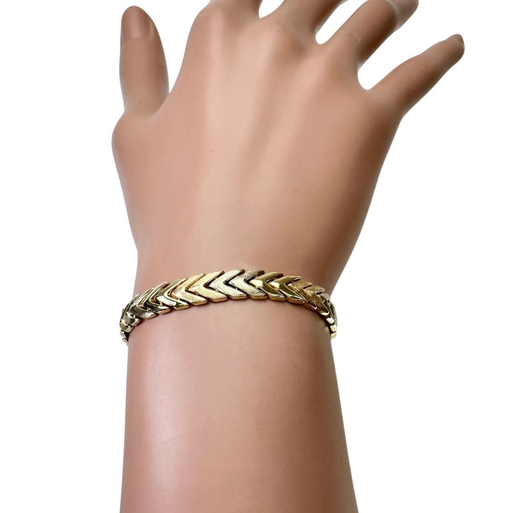 イタリアン デザイン Au750 三色 ヘリンボーン チェーン ブレスレット