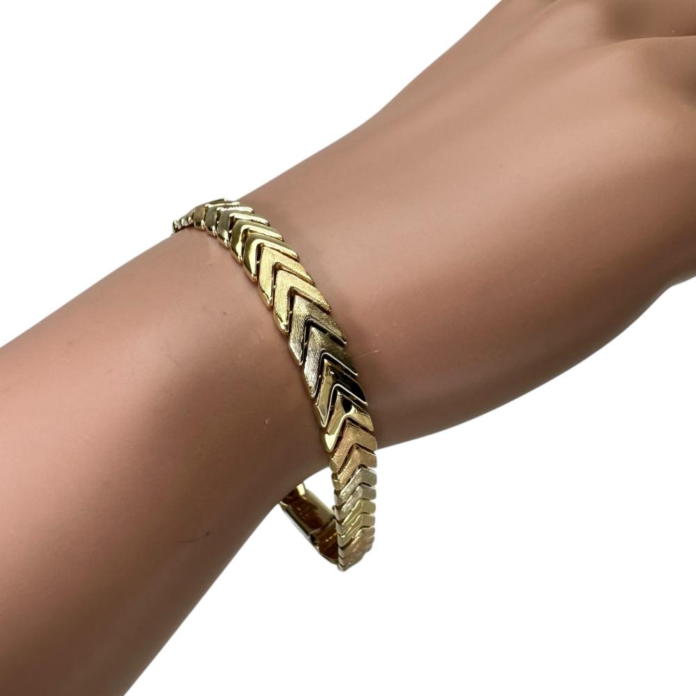 イタリアン デザイン Au750 三色 ヘリンボーン チェーン ブレスレット