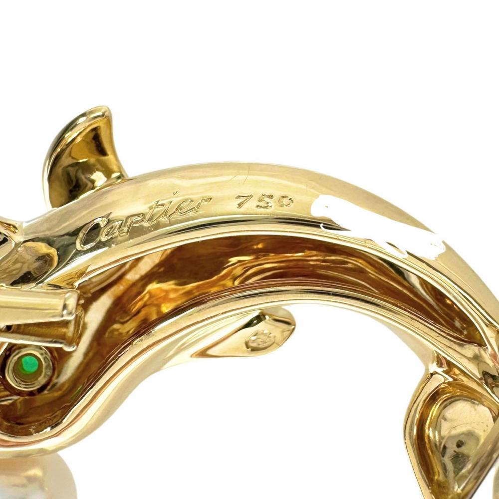 カルティエ ドルフィンモチーフ K18 パール エメラルド ブローチ