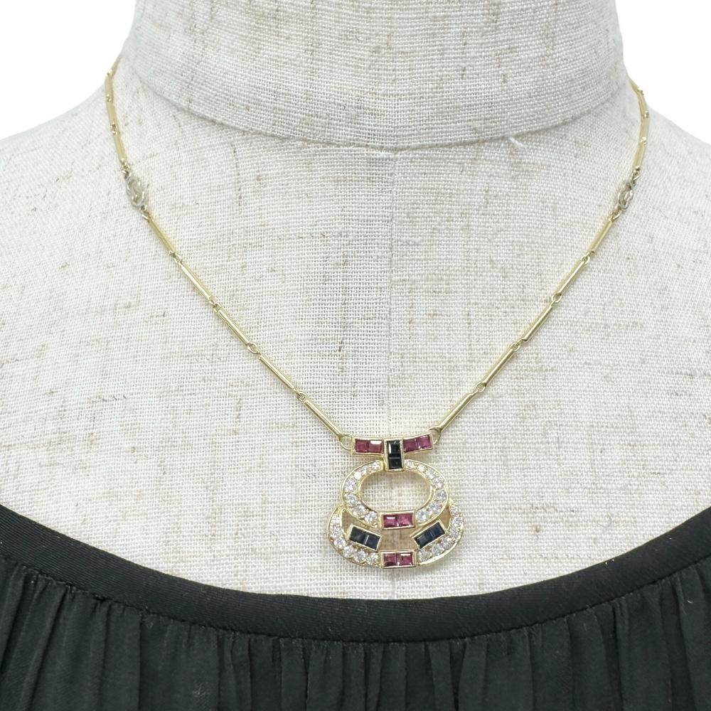 ジャンニカリタ Au750ルビーサファイアダイヤモンドネックレス