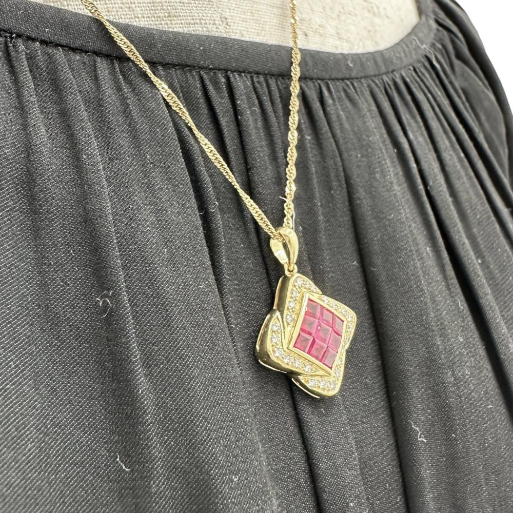 Au750 ルビー ダイヤモンド ネックレス