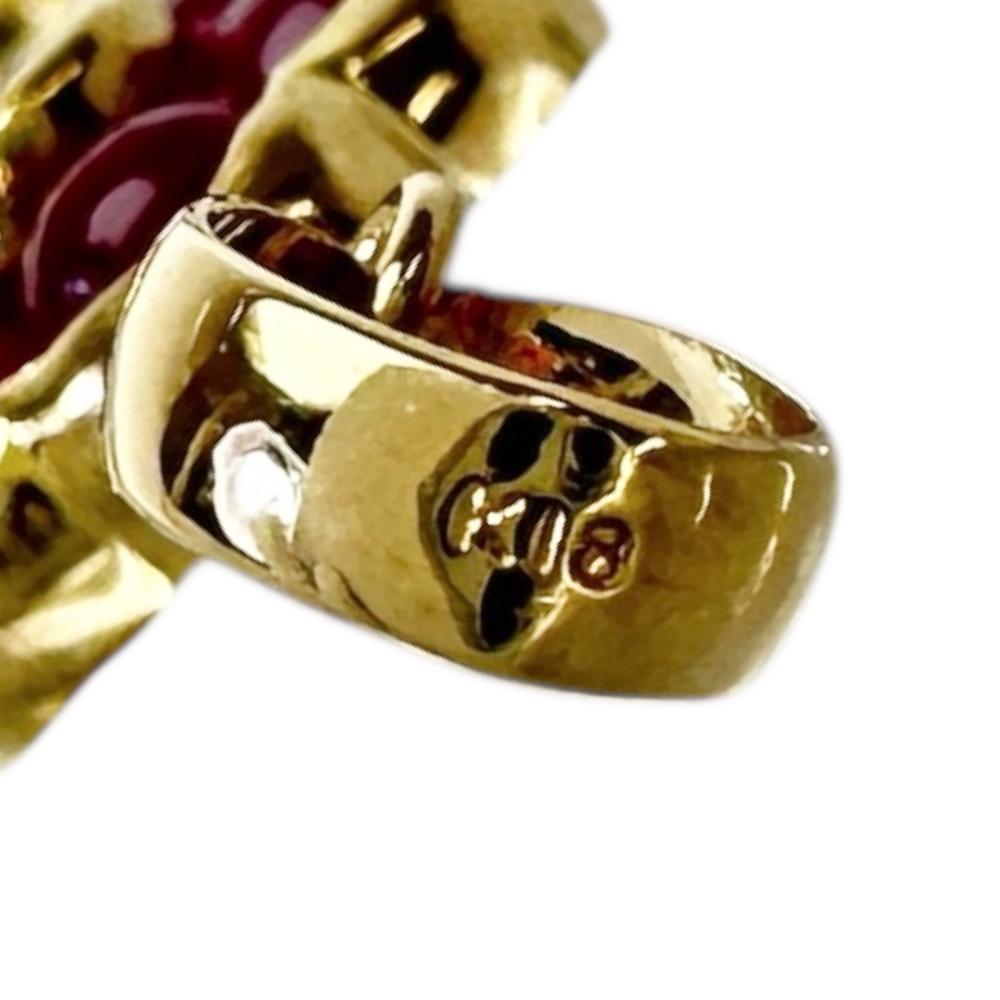 Au750 フラワーデザイン ルビー エメラルド ダイヤモンド ペンダントトップ