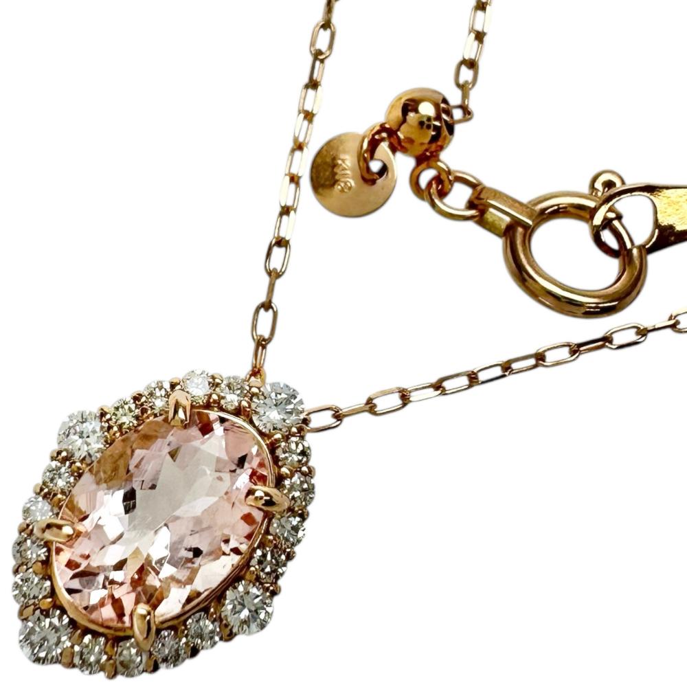 K18PGモルガナイトダイヤモンドネックレス