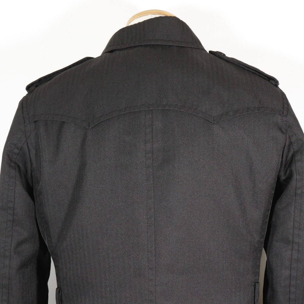 ポリエステル シャドー ストライプ トレンチ コート ブラック