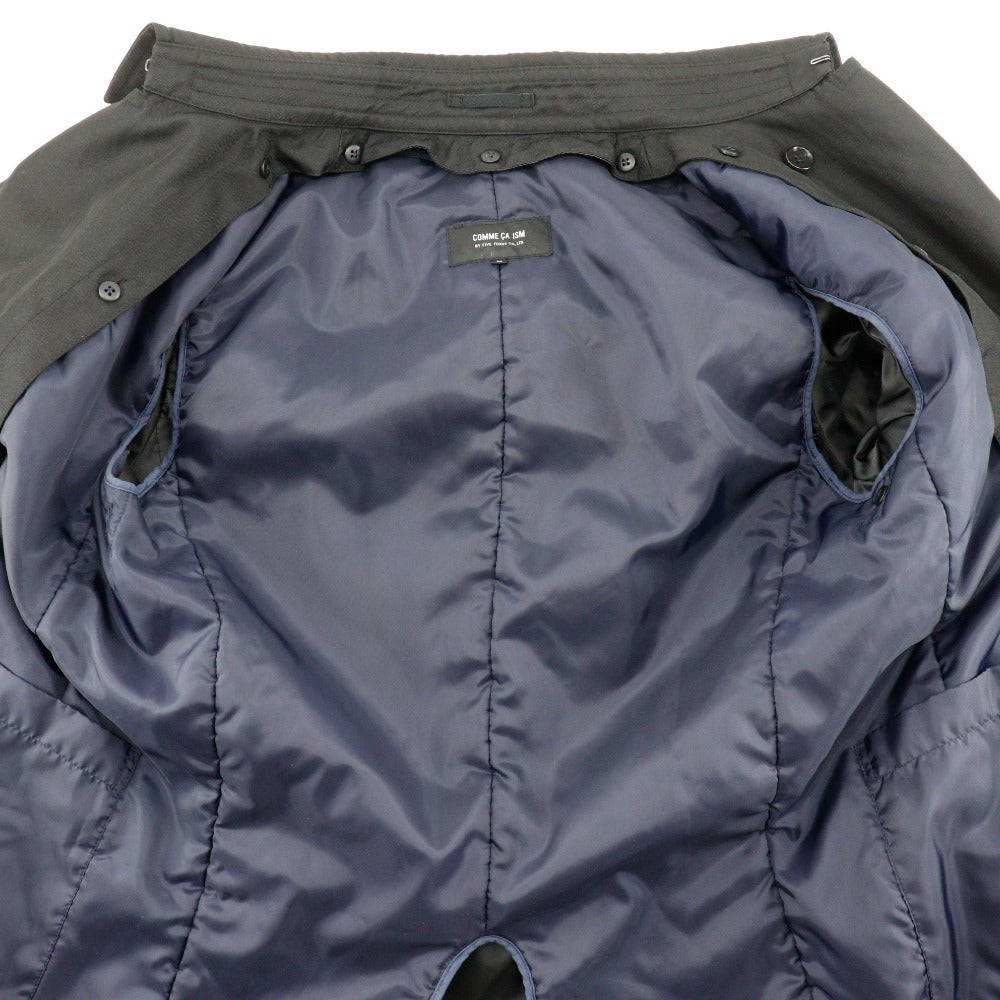 ポリエステル シャドー ストライプ トレンチ コート ブラック