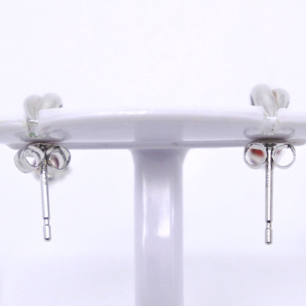 K14 ホワイト ゴールド リーフ モチーフ ピアス