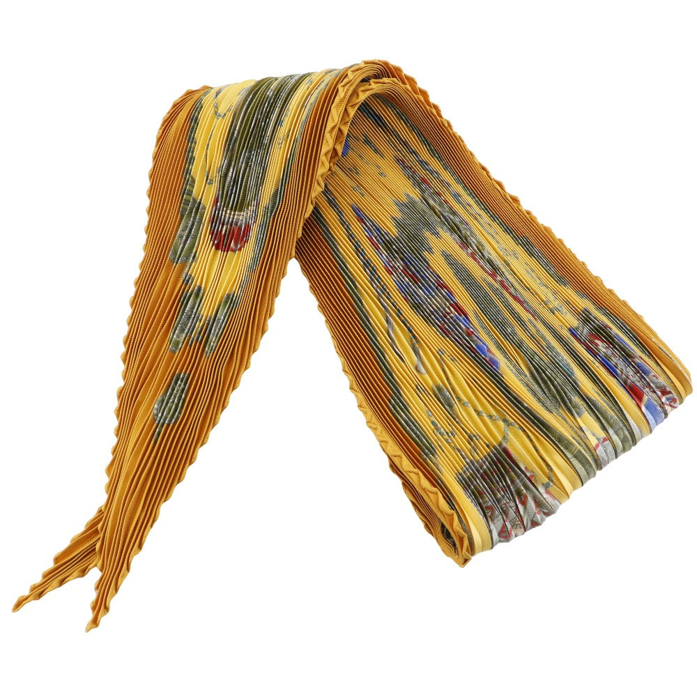 エルメス LES TAMBOURS プリーツシルクスカーフ