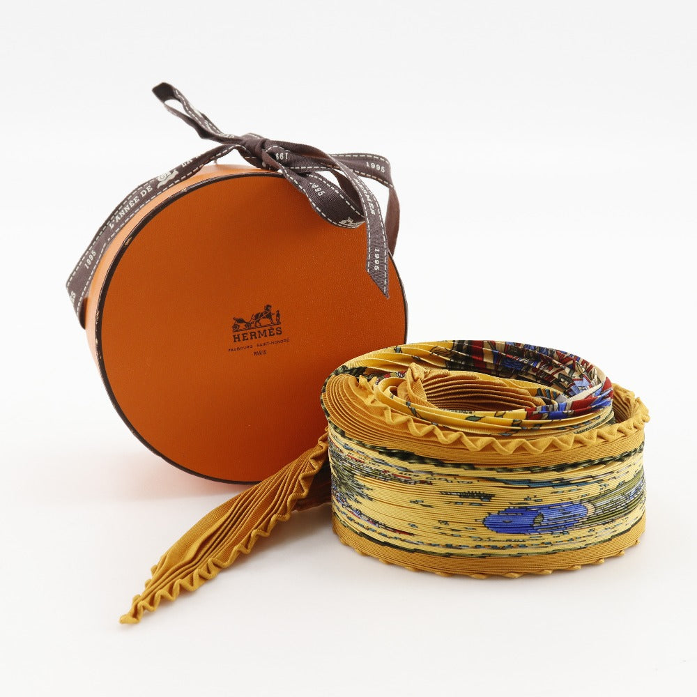 エルメス LES TAMBOURS プリーツシルクスカーフ