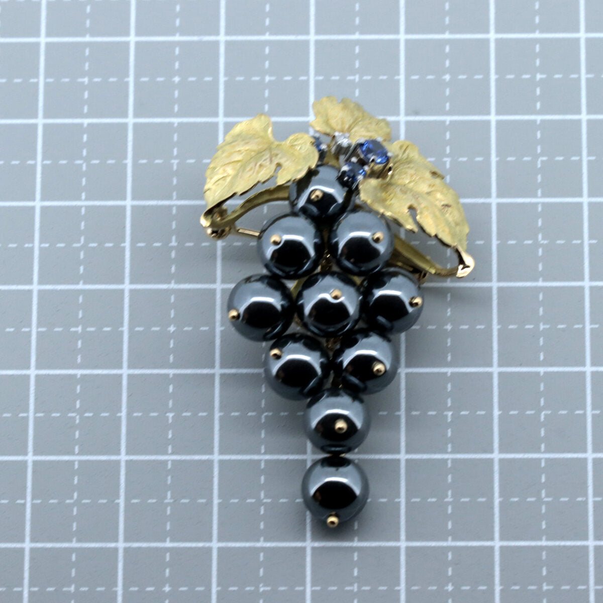 石川暢子 K18YG PT900 ヘマタイト ダイヤモンド サファイア ペンダント