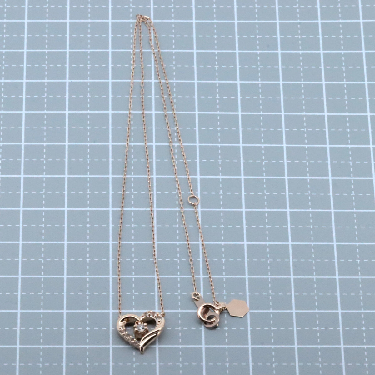 4℃ ダイヤモンド半透明石ネックレス K10PGネックレス