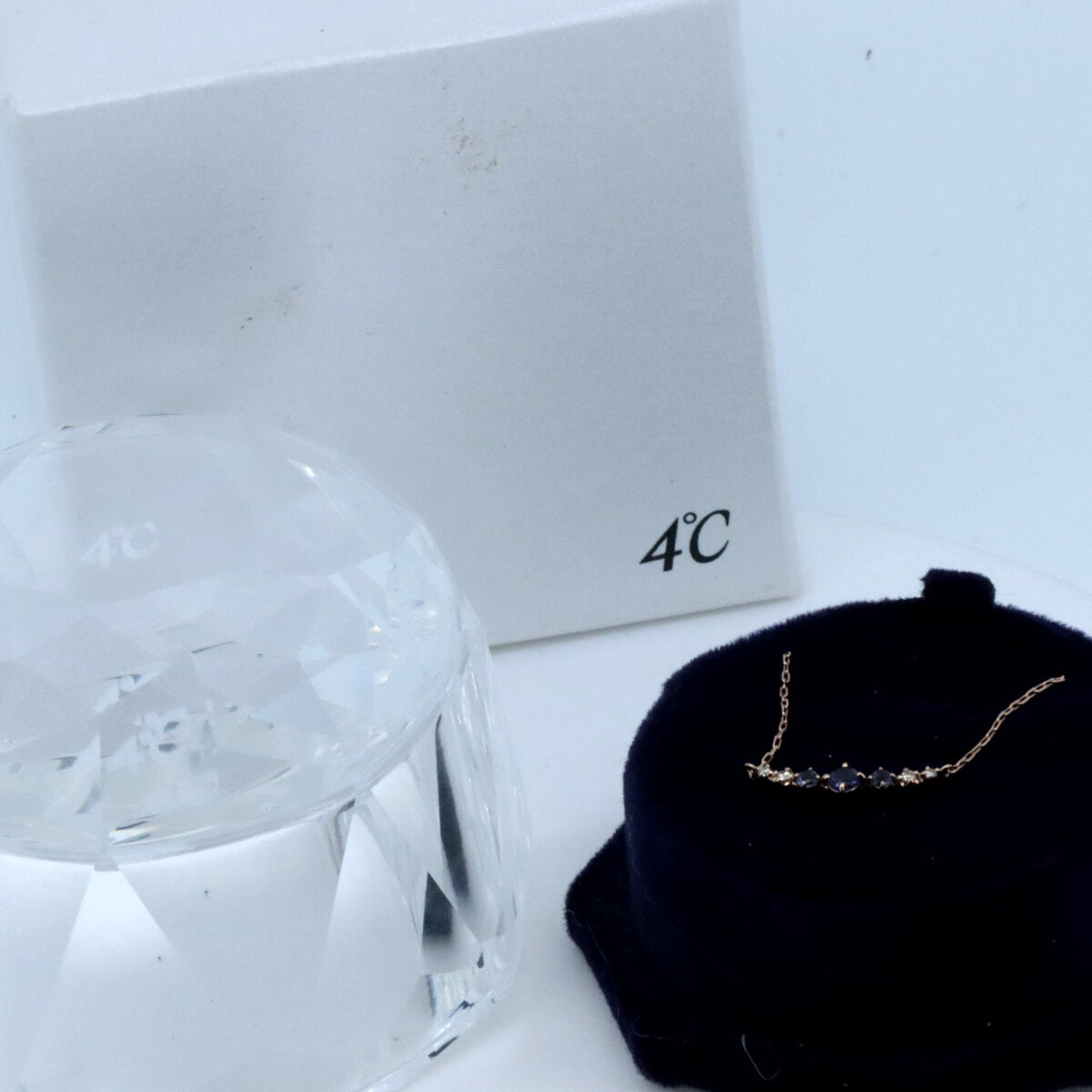 4℃ パープル ストーン Au750 ダイヤモンド ネックレス