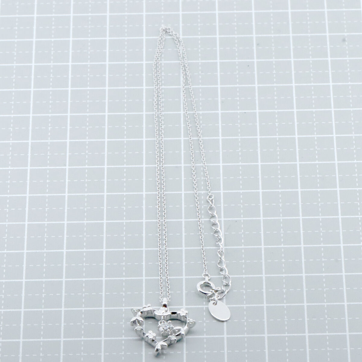 4℃ ハート ダイヤモンド K18WG ネックレス