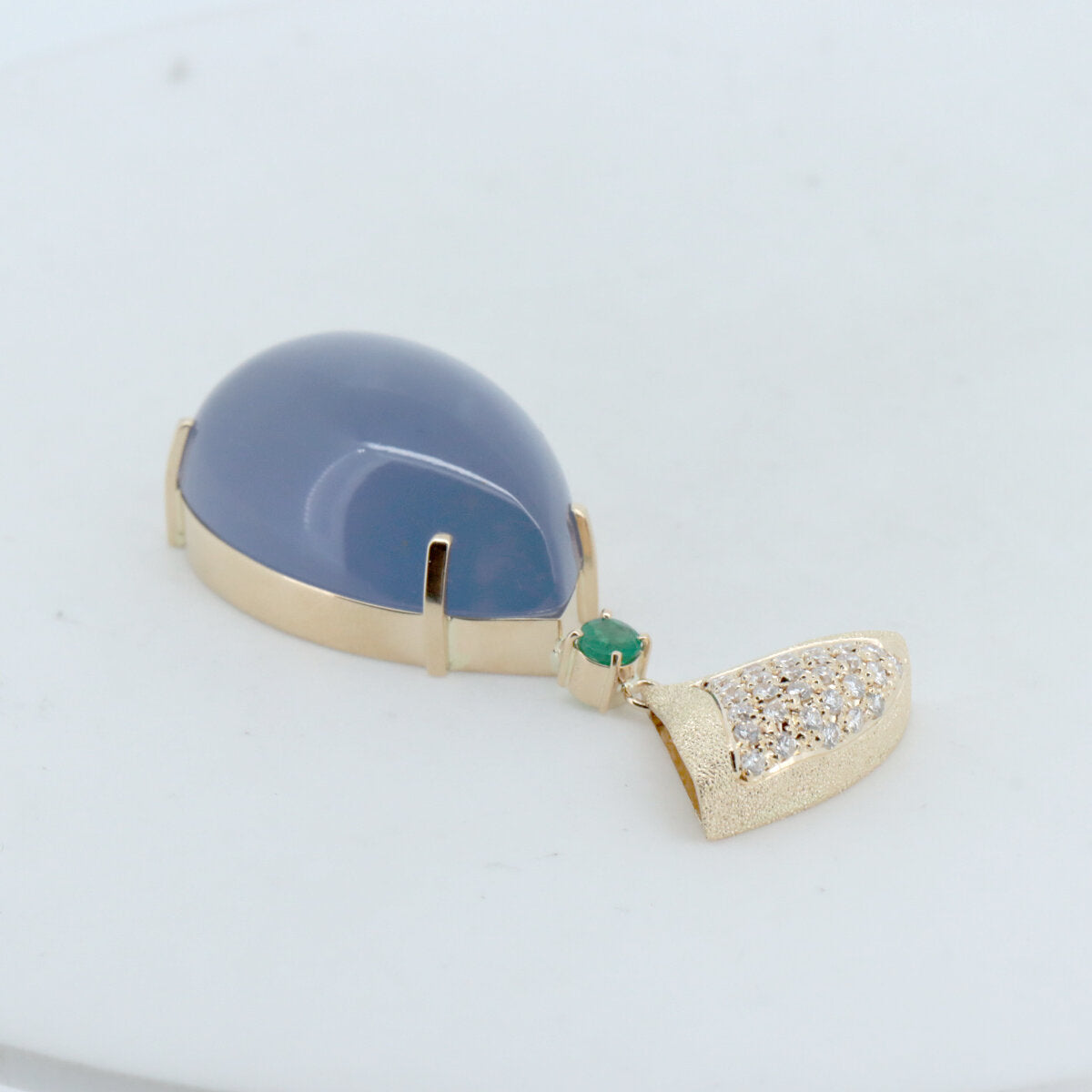 Keiko Ikeda AK コレクション カルセドニー エメラルド ダイヤモンド ペンダント Au750