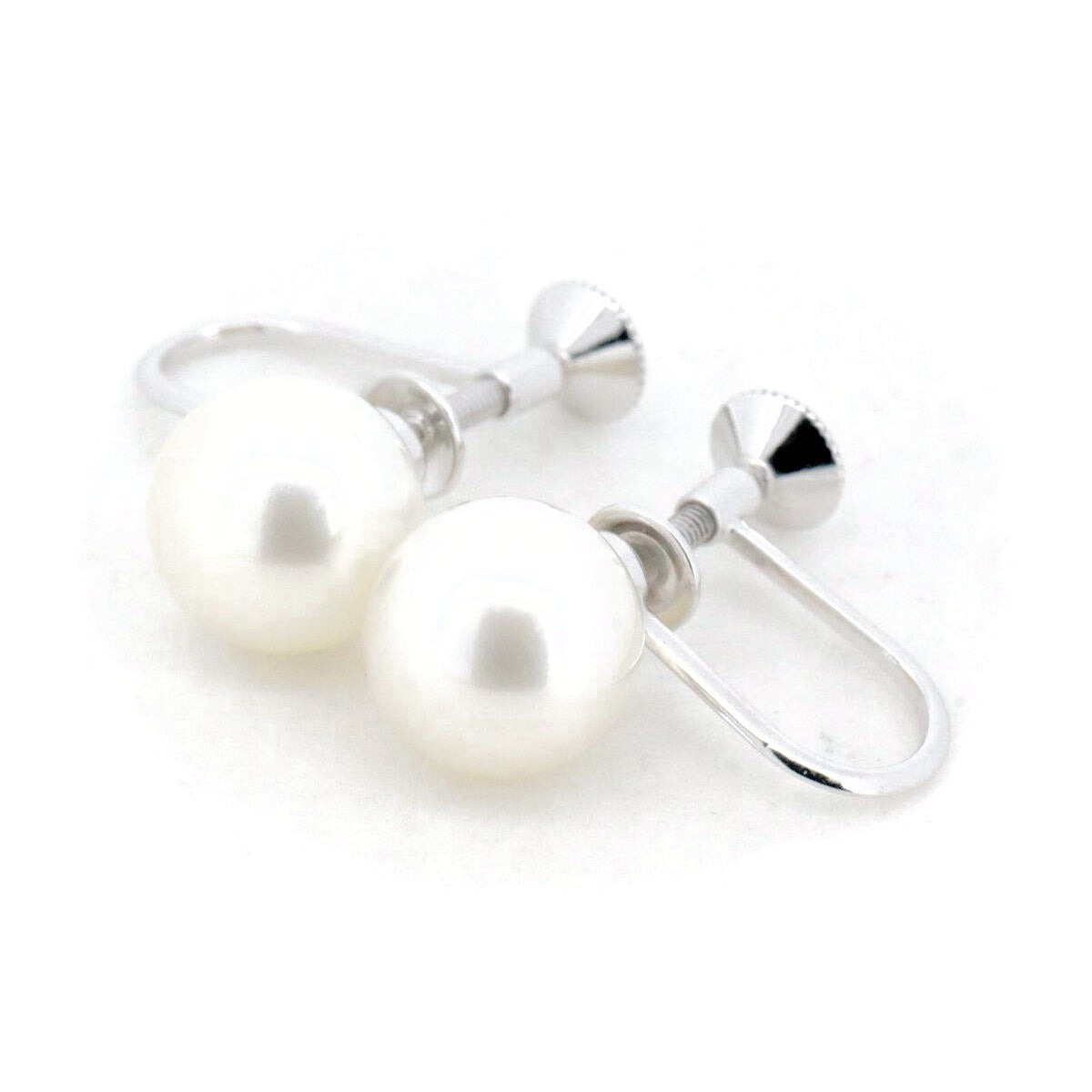 ミキモト Au750 ホワイト ゴールド パール ピアス