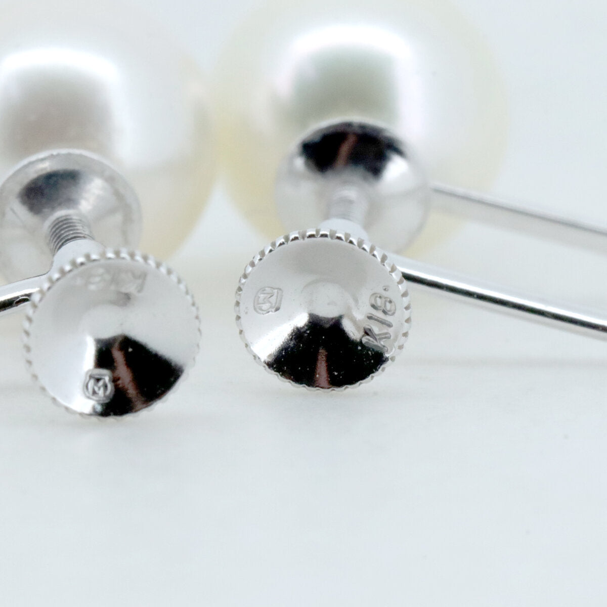 ミキモト Au750 ホワイト ゴールド パール ピアス