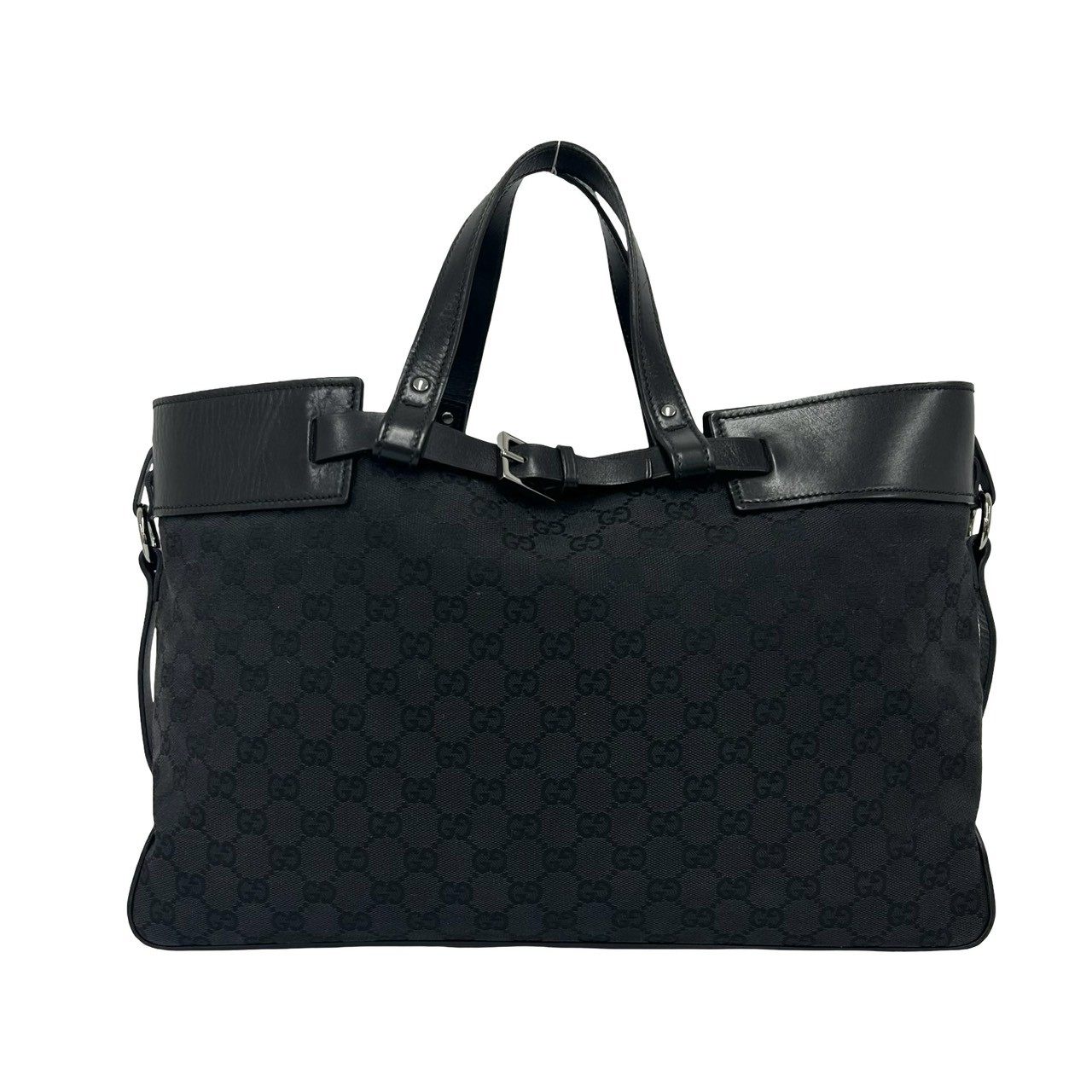 グッチ GG キャンバス レザー トートバッグ