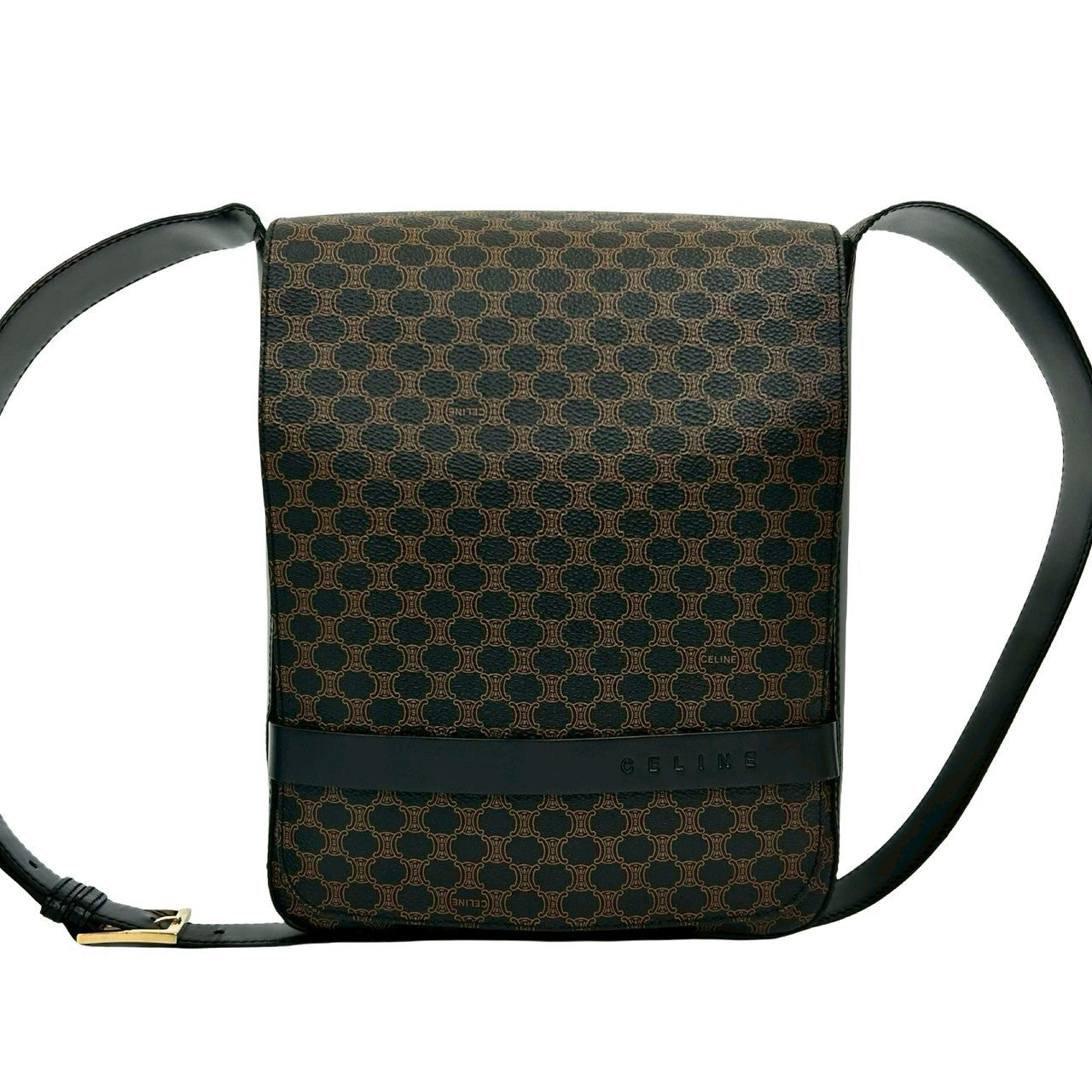 セリーヌ マカダム ブラゾン レザー ショルダーバッグ