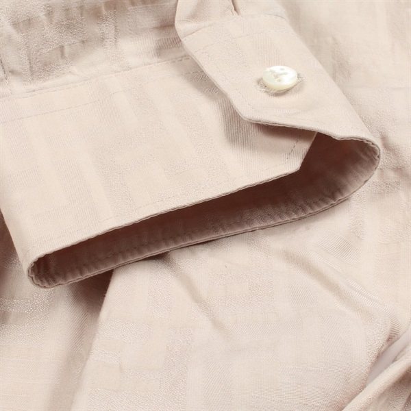 Fendi FENDI Men’s Beige Cotton Zucca FF Monogram Long-Sleeve Top (Pre-Owned) Textile Tops