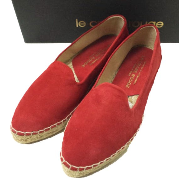 LE CRABE ROUGE スエード エスパドリーユ シューズ レッド
