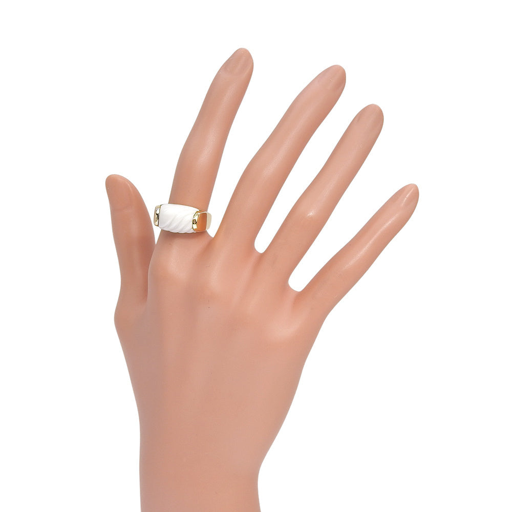 ブルガリ トロンケット Au750ホワイトセラミック リング 11号