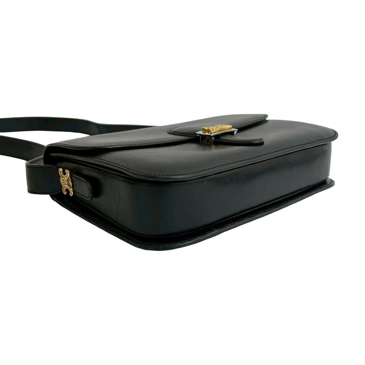 セリーヌ キャリッジ ハードウェア レザー ショルダーバッグ