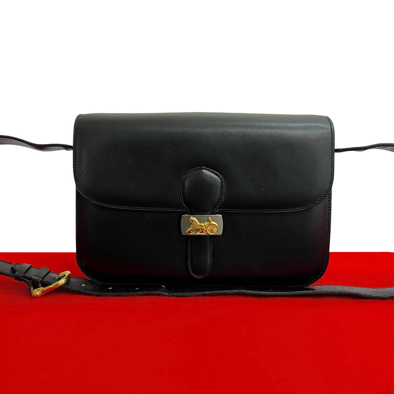 セリーヌ キャリッジ ハードウェア レザー ショルダーバッグ