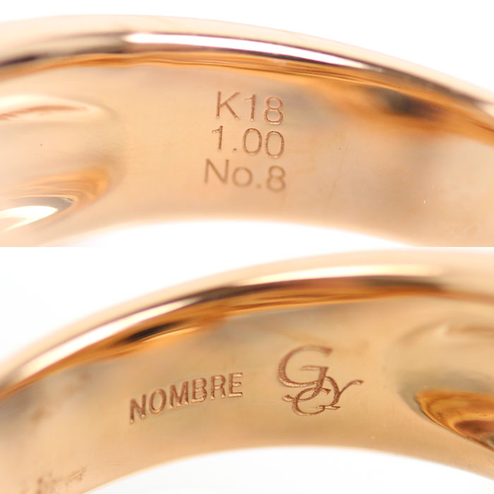 ユキザキ NOMBRE No.8 L Au750ピンクゴールド ダイヤモンドリング