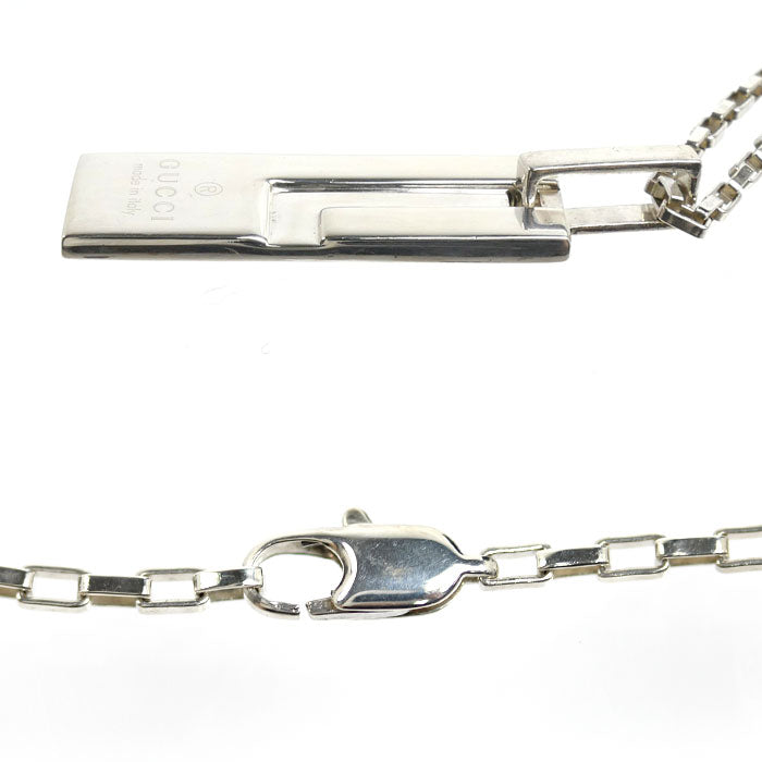 グッチ シルバー925 Gロゴプレートネックレス
