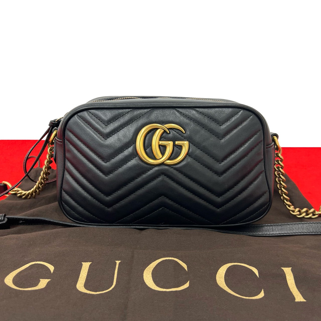 グッチ GGマーモント レザーショルダーバッグ
