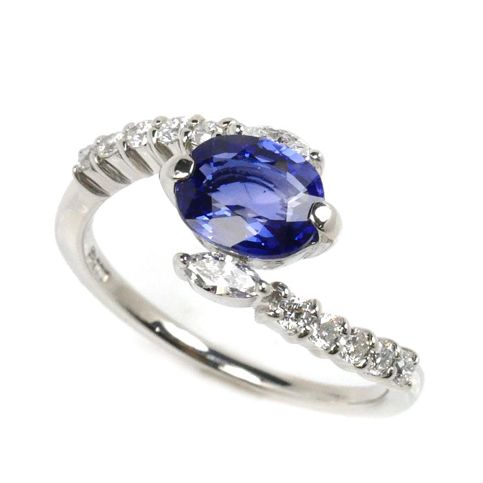 Pt900プラチナサファイアダイヤモンドリング