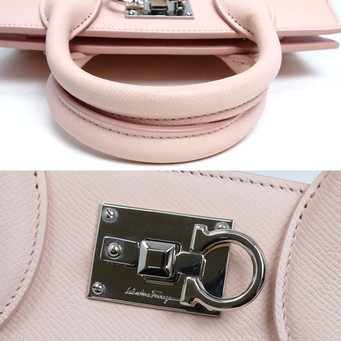サルヴァトーレ フェラガモ Studio Box Bag XS カーフスキン2wayショルダーバッグ