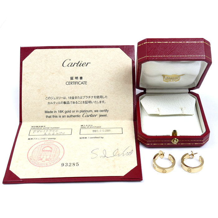 カルティエ ラブ Au750 ダイヤモンドピアス