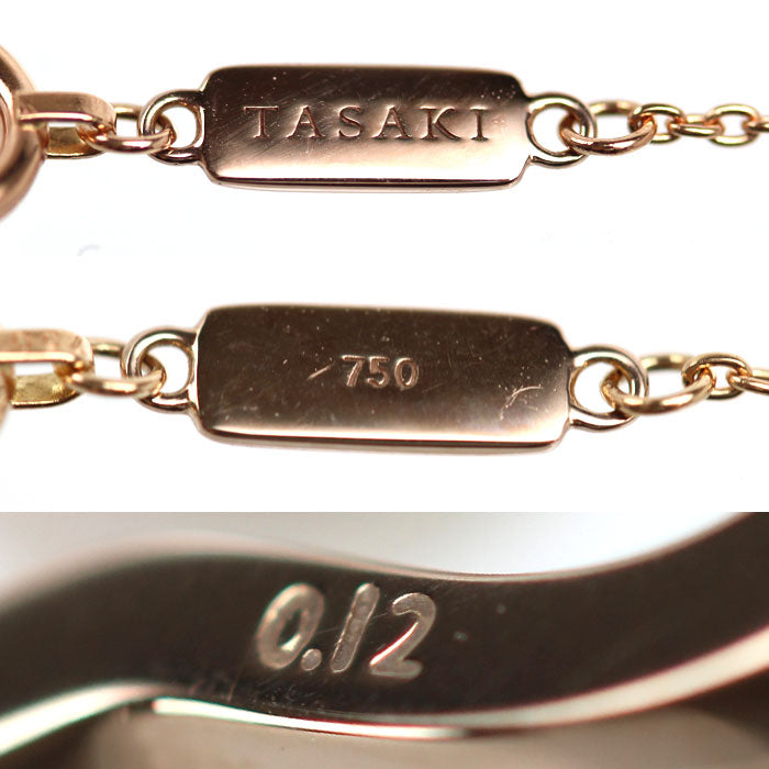 タサキ チャンツシグネチャー Au750ピンクゴールド パール ダイヤモンド ネックレス
