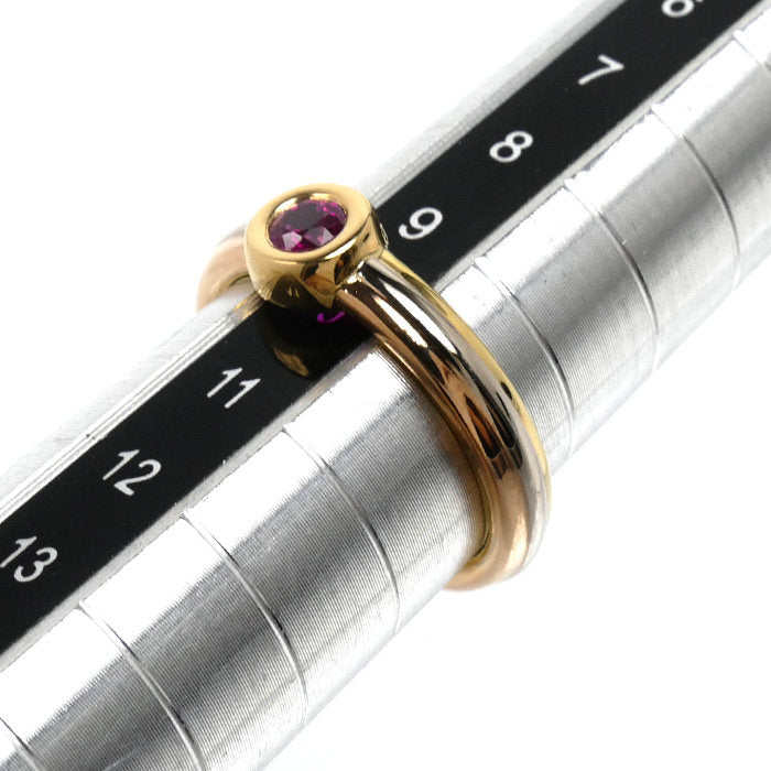 カルティエ モノストーン Au750 トリニティ ルビー リング 10号