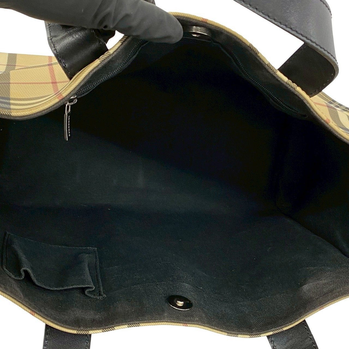 バーバリー チェック柄 PVC レザー ハンドバッグ