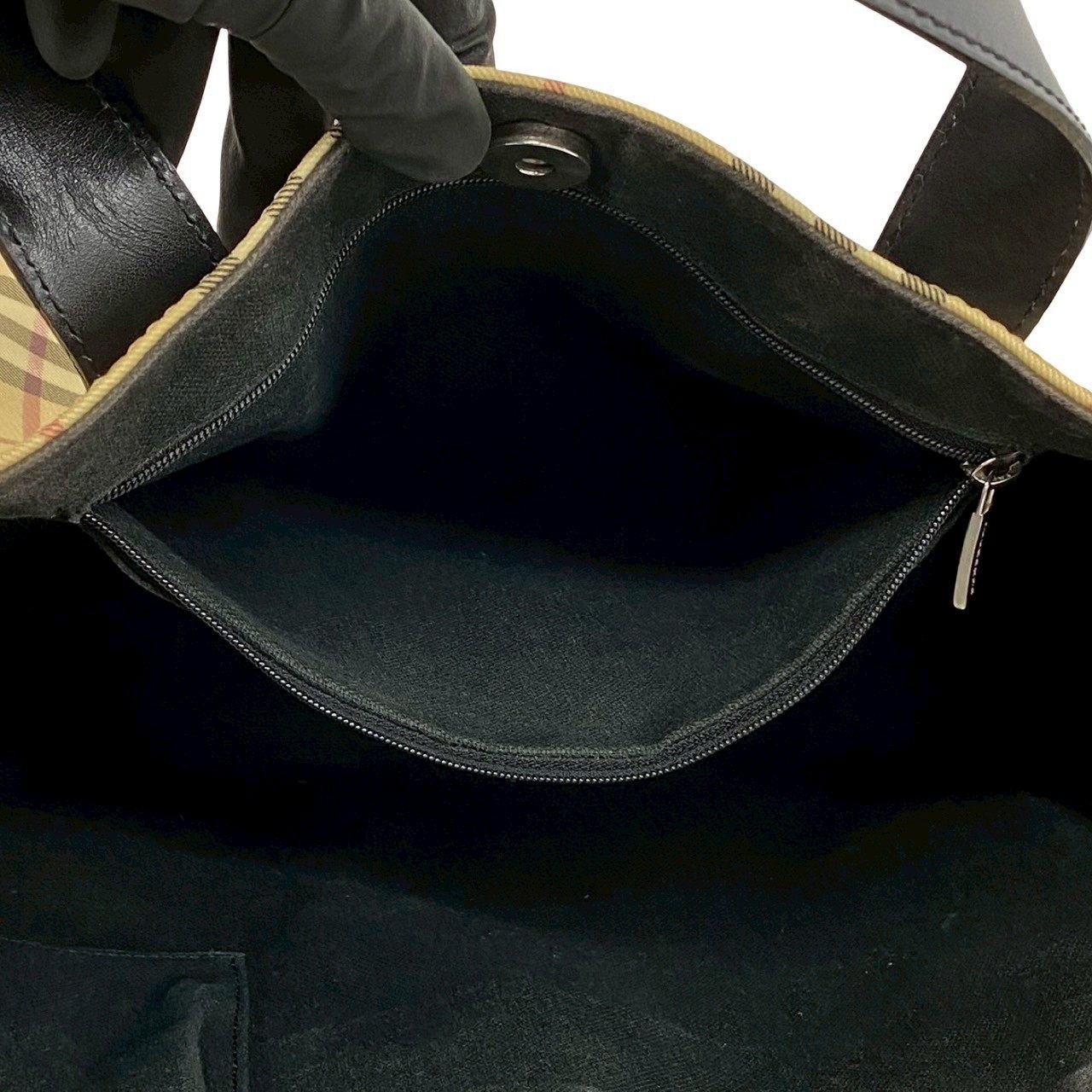 バーバリー チェック柄 PVC レザー ハンドバッグ